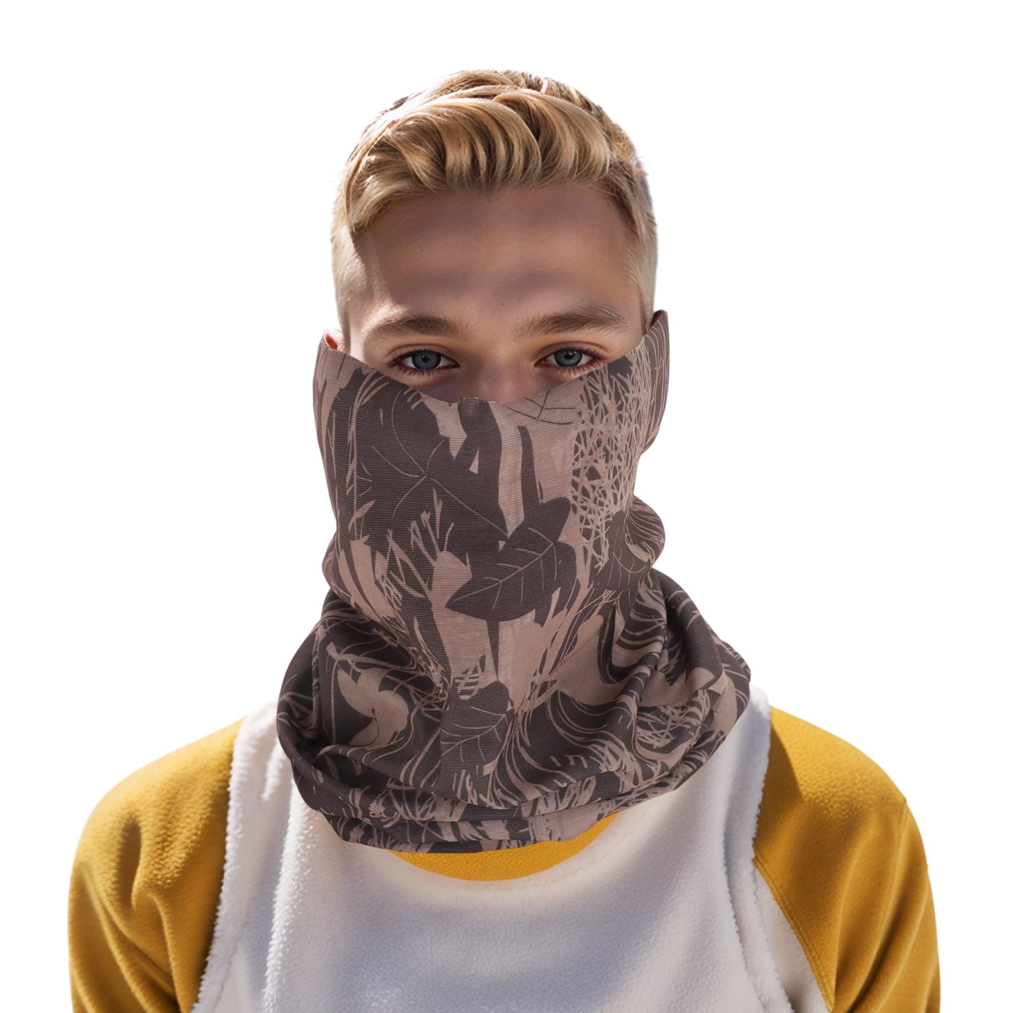 Unique Bargains Artistic Pattern Face Scarf Mask Brown 1 Pc
