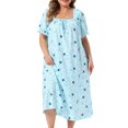 thumbnail image 2 of DARING DIVA Women's Plus Soft Crew Neck Cute Cherry Ruffle Nightgown 1X Light Blue, 2 of 6
