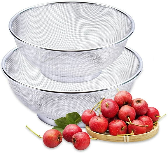 Yirtree Stainless Steel Rice Washing Bowl, Versatile 3-In-1 Colander and Kitchen Strainer for Rice, Vegetables & Fruit