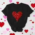 thumbnail image 1 of Cadeau de Saint-Valentin pour Femmes, T-shirt Décontracté à Manches Courtes et Col Rond avec Imprimé Arbre de Noël, 1 of 6