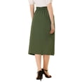 thumbnail image 3 of INSPIRE CHIC Women's Cotton Skirt Elastic Waist Casual Peasant A-Line Midi Skirts with Pockets 3XL Army Green, 3 of 6