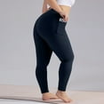 thumbnail image 4 of Plus Size Leggings for Curvy Women Tummy Control High Waisted Stretchy 7/8 Length Yoga Pants Butt Lifting Compression Swim Leggings with Pockets Navy 3XL, 4 of 5