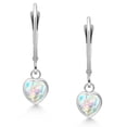 thumbnail image 2 of Gem Stone King 925 Sterling Silver White Simulated Opal Drop Dangle Leverback Earrings for Women (1.50 Cttw, Gemstone October Birthstone, Heart Shape 6MM), 2 of 4