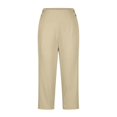 thumbnail image 5 of Textilo Womens Yoga Capris Elastic High Waisted Side Slit Stretch Trousers with Pockets Straight Leg Button Cropped Pant Golf Yoga Work Lightweight Summer Casual Clothes,Beige S, 5 of 6