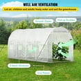 thumbnail image 5 of 15'x6.5' Walk-In Greenhouse - Galvanized Steel Frame w/8 Roll-Up Windows - PE Cover for Year-Round Plant Protection - Includes Stakes & Ropes, 5 of 11