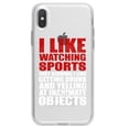 thumbnail image 1 of DistinctInk Clear Shockproof Hybrid Case for iPhone XR (6.1" Screen) - TPU Bumper Acrylic Back Tempered Glass Screen Protector - I Like Watching Sports Getting Drunk Yelling, 1 of 5