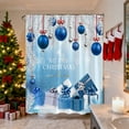 thumbnail image 4 of Blue Blue Christmas Shower Curtain Featuring Tree And Ball Designs Comes With Hooks For Bathroom Or Dorm, 4 of 6