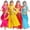 A-Hot Pink, variant on Huachaog Girls 5 Piece Outfit Belly Dance Sequin Tops Skirts Waist Chain Veil and Necklace Wear Carnival Party Clothing,7-8 Y