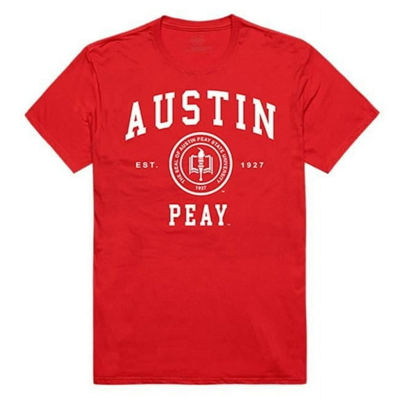 W Republic Apparel 526-105-RED-03 Austin Peay State University Seal Tee Shirt for Men - Red, Large