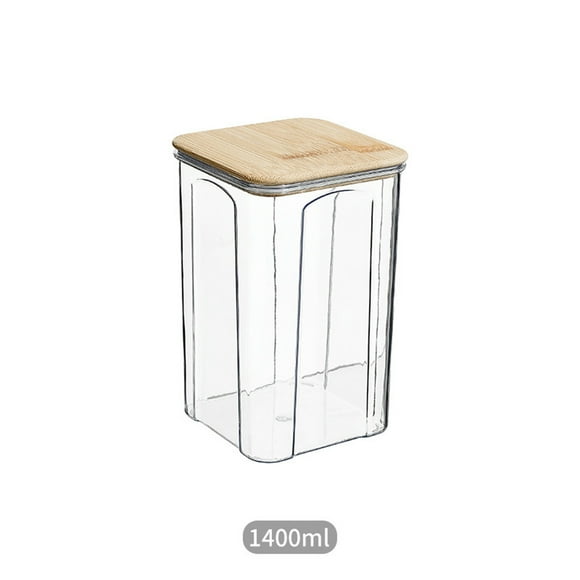 Tarro de Plástico Transparente con Cubierta de Bambú para Almacenar Granos Hby240411003 | Recipiente Hermético para Arroz, Mijo y Frijoles | Organizador Duradero y Ecológico Que Absorbe La Humedad pa