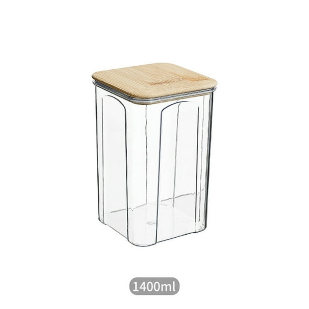Contenedor de Almacenamiento de Granos de Plástico con Tapa de Bambú | Frasco Transparente Hermético para Arroz, Frijoles, Cereal y Granos Varios | Envase Sellado a Prueba de Humedad | Organizador
