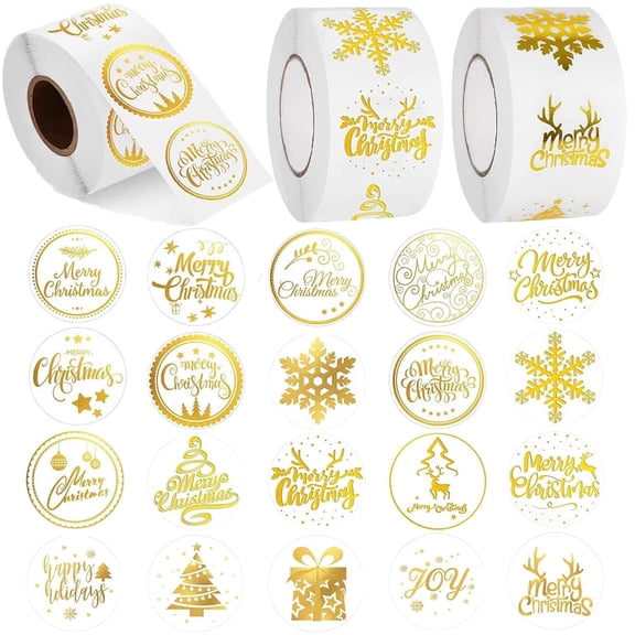 Youersen Clear Circle Christmas Stickers, Merry Christmas Labels for Crafts and Envelope Sealing, 1500 Pcs