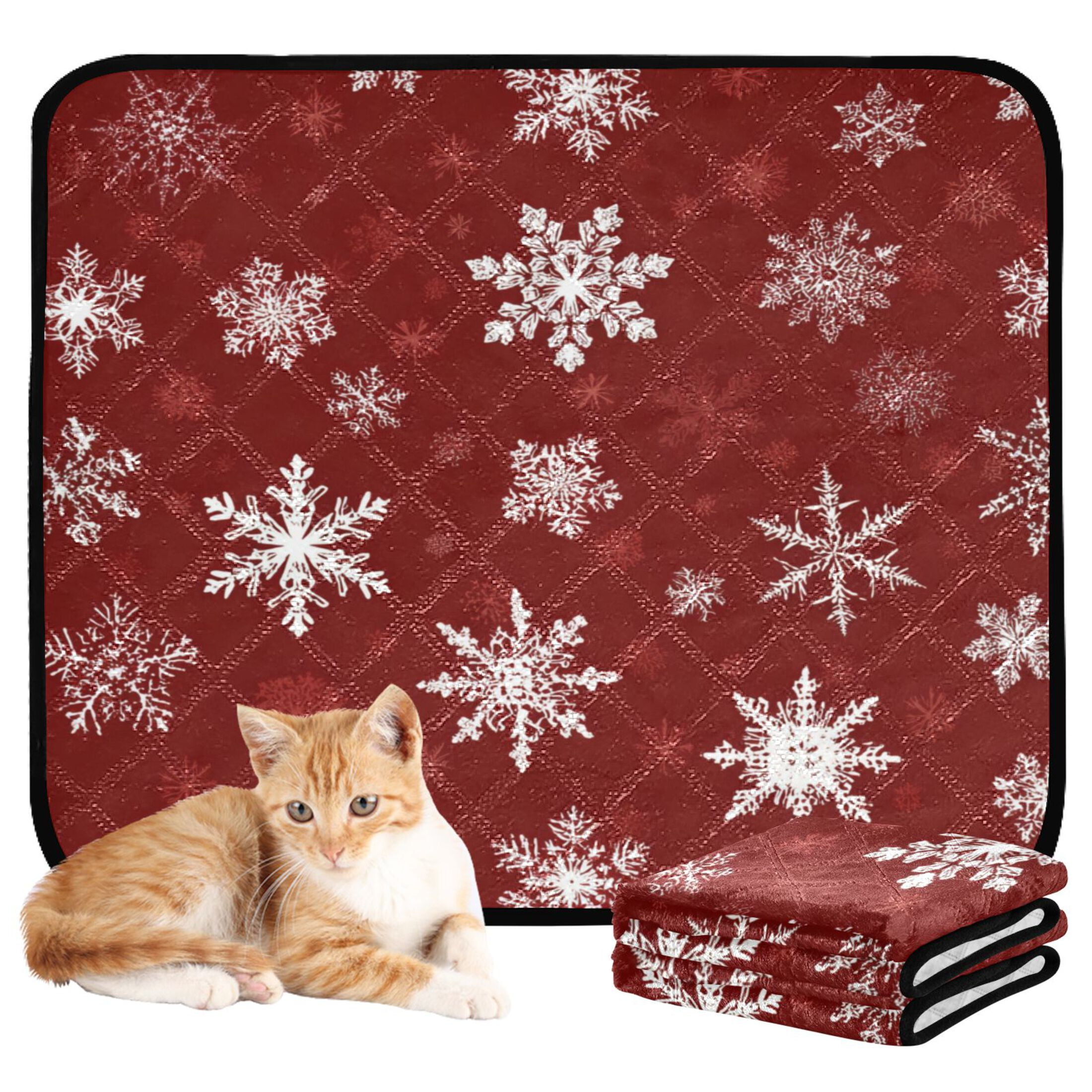 Qxltty Snowflake Pattern Cat litter Pads Pet Set of 2 Diaper Mats Center Anti-leakage Layer Absorbent Soft and Comfortable