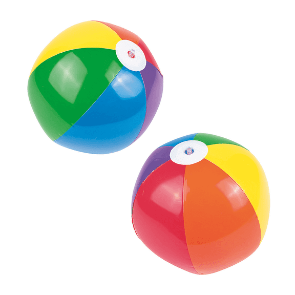 Fun Express Rainbow Beach Balls Party Favors, 12 Pieces, 11 Inch