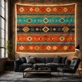 thumbnail image 6 of Boho Aztec Diamond Stripes in Vibrant Rust Teal and Navy, Nostalgic Folk Art for Home Decor Enthusiasts, Geometric Wall Art, Housewarming Gift, Tapestry Wall Hanging for Living Room and Bedroom, 6 of 7