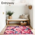 thumbnail image 3 of ODIKA 6'x9' Machine Washable Non-Slip Area Rug, Multihued Rose Blossom with Bright Floral and Leafy Botanical High Traffic Rug, Pink, 61728, 3 of 7