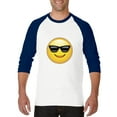 thumbnail image 1 of Artix - Mens Raglan Sleeve Baseball T-Shirts - Emoji with Sunglasses, 1 of 5