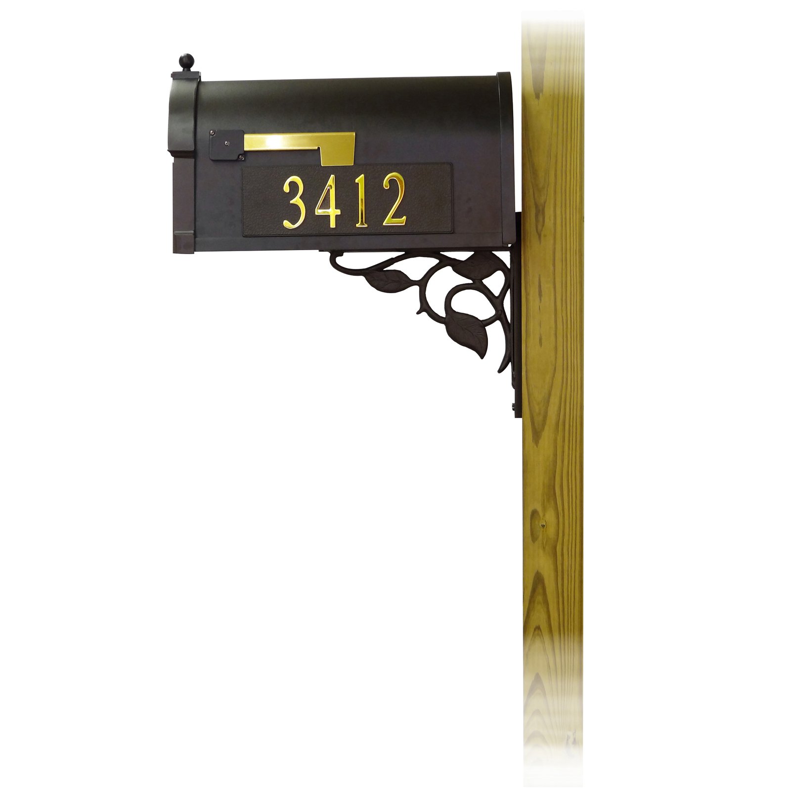 Special Lite Products Berkshire Curbside Mailbox with Front and Side Address Numbers and Floral Mailbox Mounting Bracket - image 2 of 4
