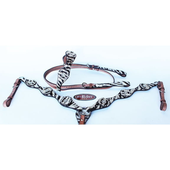 Horse Show Tack Bridle Western Leather Headstall Breast Collar 8511B