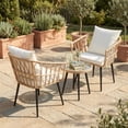 thumbnail image 6 of 3 Piece Patio Bistro Set,Outdoor Wicker Apartment Balcony Furniture Sets, Rattan Table and Chairs Set of 2 for Porch Backyard Lawn Poolside Deck, Beige, 6 of 12
