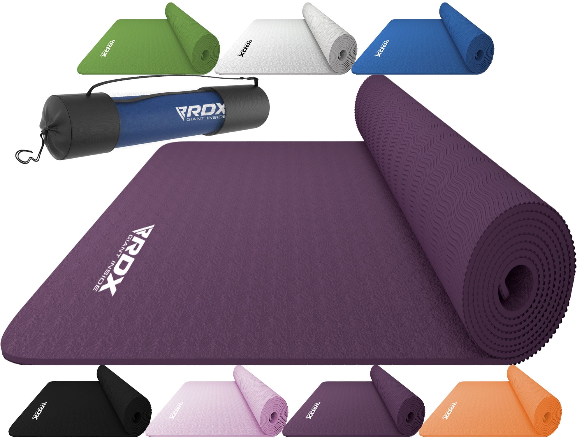 Yoga Mat 6mm Thick Exercise Fitness Physio Pilates Gym Mats Non Slip Carrier bD 