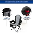 thumbnail image 5 of Coastrail Outdoor Camping Chair Oversized Padded Folding Quad Arm Chairs with Lumbar Back Support, Cooler Bag, Cup Holder & Side Pocket, Extra Head Pocket, Supports 400 lbs,Black, 5 of 7