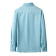 thumbnail image 4 of safuny Men's Slim Business Cotton Lined Shirts Sales Solid Color Lapel Button Holiday Fashion Long Sleeve Athletic Workwear Casual Sports Clearance Light blue S, 4 of 5