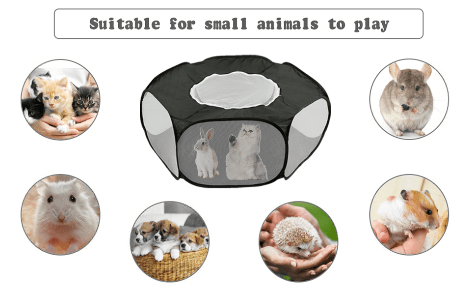 Suwikeke Small Animal Playpen Breathable Pet Cage Tent Foldable Portable Exercise Pet Fence with Anti Escape Top Cover for Hamster Chinchillas Hedgehogs Guinea Pig Rabbits Kitten 