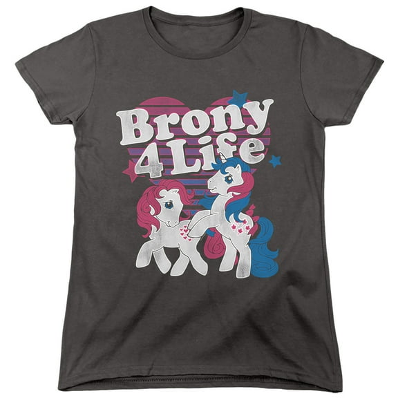 My Little Pony Retro Brony 4 Life S/S Women's T-Shirt Charcoal