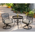 thumbnail image 3 of Hanover Outdoor Traditions 3-Piece Glass-Top Bistro Set with Swivel Rockers, 3 of 14