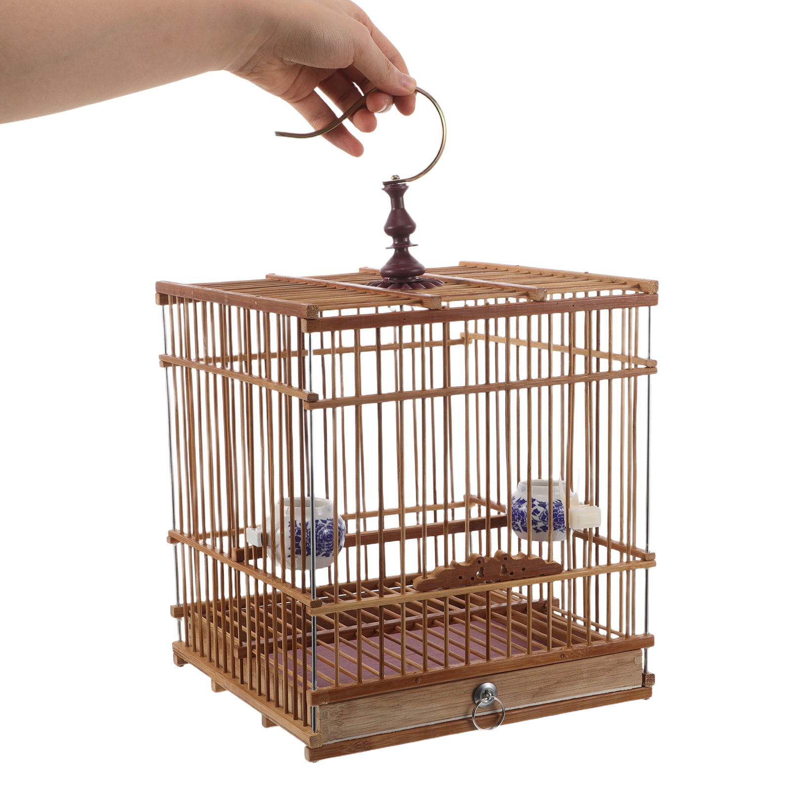Tineasur Light Brown Carbonized Bird Cage with Removable Tray for Indoor and Balcony Use