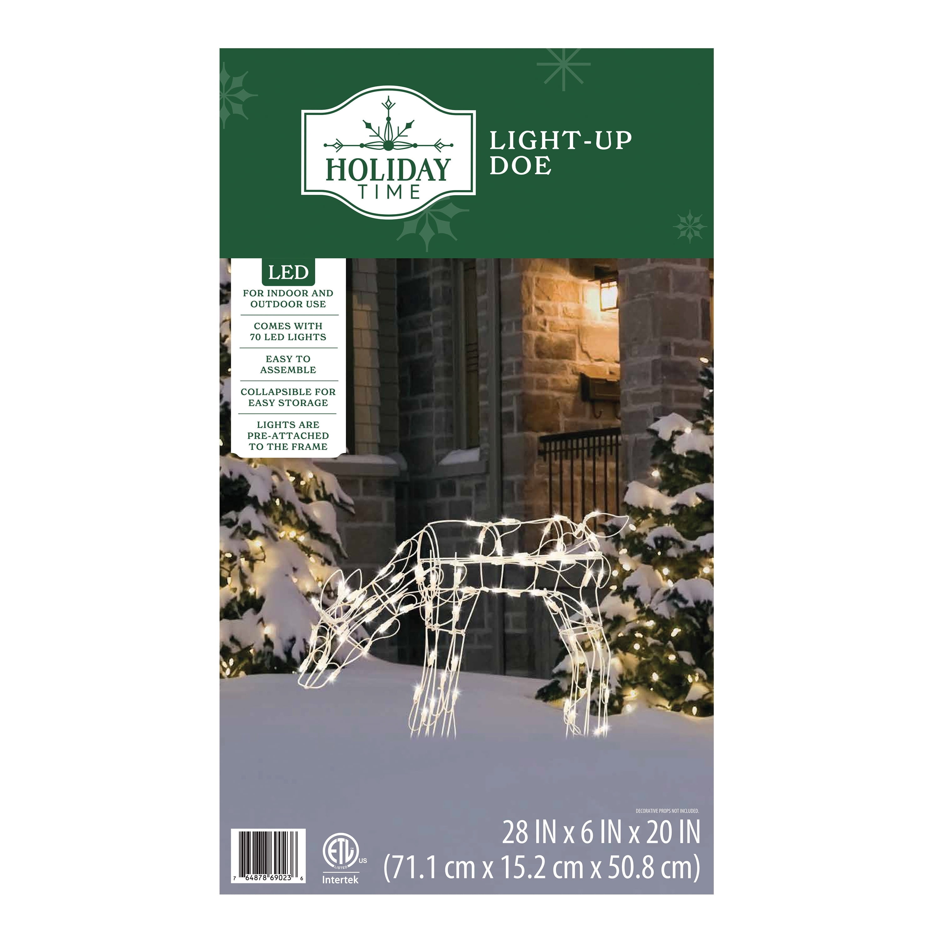 Indoor/Outdoor Light-Up Feeding Doe Christmas Decoration with 70 LED Lights, Warm White, 28", by Holiday Time
