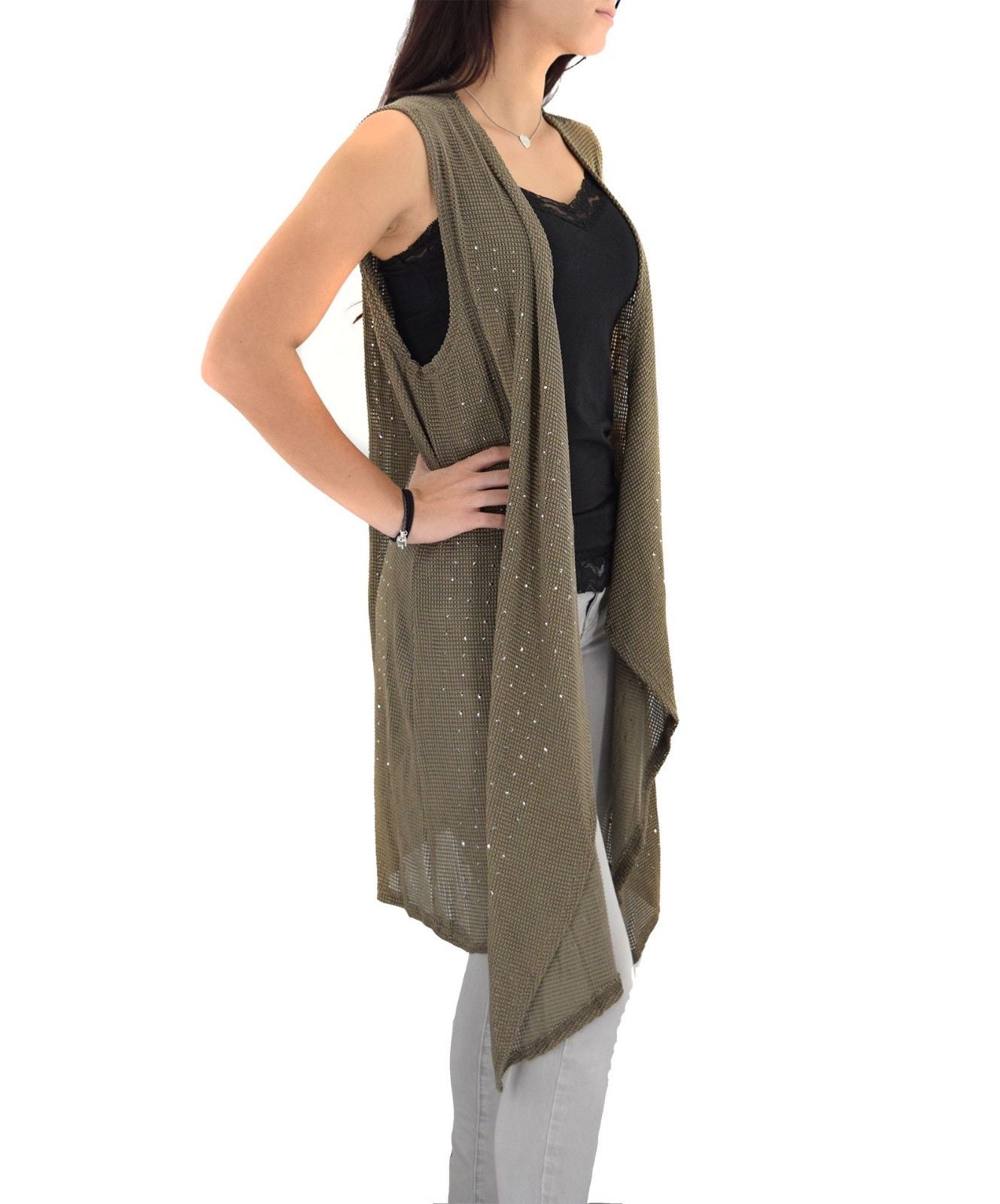 sheer sleeveless cardigan