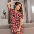 thumbnail image 3 of Wukai Cute Tomato Print Women's Loose Short Sleeve Nightgown, Soft Sleep Dress for Comfortable Relaxation, Casual Lounge Wear, 3 of 6