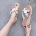 thumbnail image 6 of Lovskoo 2024 Women's Slippers Open Toe Ethnic Style Flower Slippers Platform Beach Flip-Flops Floral Summer Comfortable Shoe Blue, 6 of 8