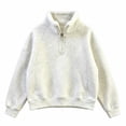 thumbnail image 2 of EnJoCho Kids Half Zip Sweatshirt Fleece Lined Toddler Pullover Sherpa Stand Collar Letter Embroidery Long Sleeve Warm Winter Weather Top for Boys Girls, 2 of 5