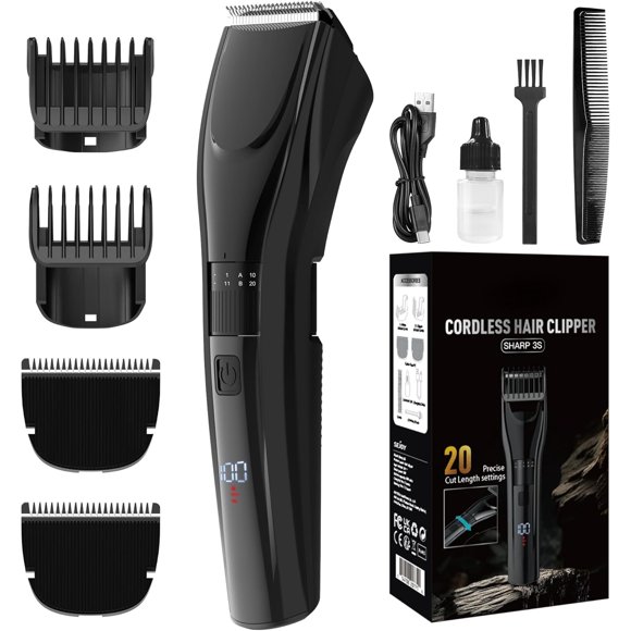 Toytexx Cordless Hair Clippers for Men, 20-Length Adjustable Trimmer with LED Display, USB-C Rechargeable Beard & Hair Cutting Kit