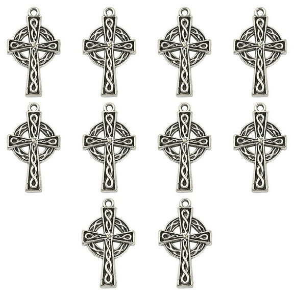 1 set 10pcs Irish Tibetan style Alloy Pendants Cross Antique Silver 29.5x17x2.5mm Hole: 1.6mm