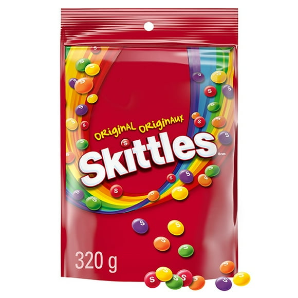 SKITTLES, Originaux, bonbons à mâcher, sac pour plats à bonbons, 320 g 1 sac, 320g