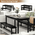 thumbnail image 7 of MIERES Kitchen Dining Set: Rectangular solid wood dining table with two benches, suitable for 2 to 4 people, small dining set, black, 7 of 7