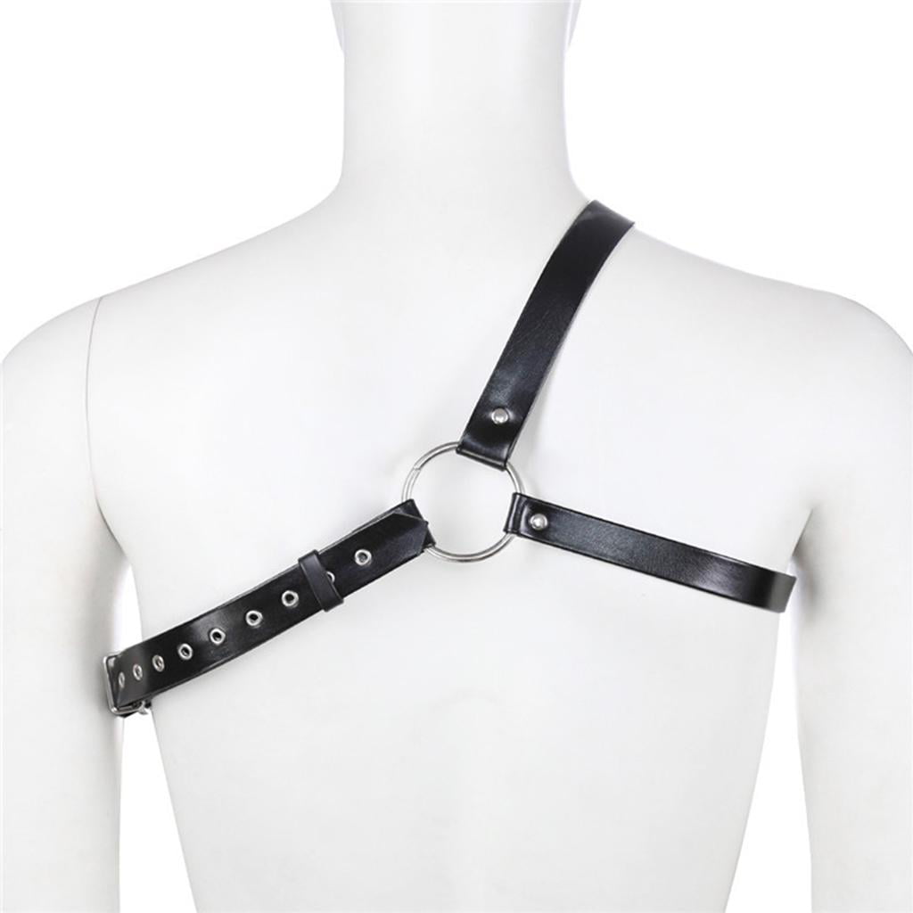 Men's Leather Strap Gothic Body Chest Harness Restrain Belt Suspenders Costume 