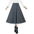 thumbnail image 4 of Prolriy Pleated Skirts for Womens Winter Vintage High Elastic Waist A Line Pleated Wool Midi Skirt Lady Skirt Women's Skirts Grey XL, 4 of 5