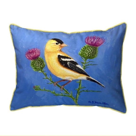 Betsy Drake Interiors Goldfinch & Thistle Extra Large Zippered Pillow 20x24