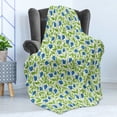 thumbnail image 4 of Fruits Soft Flannel Fleece Throw Blanket, Flowering Blueberry Blossoms Vivid Leaf Branches Nature Plants Design, Cozy Plush for Indoor and Outdoor Use, 50" x 60", Violet Blue Lime Green, by Ambesonne, 4 of 5