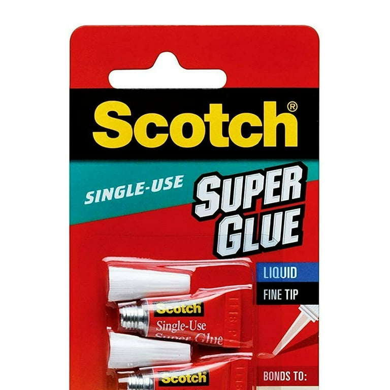 Scotch Super Glue Liquid Adhesive 0.07 Ounce Fine Tip Single Use 4 Tubes 3M  AD114, 3-Pack 