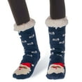 thumbnail image 7 of Women's Thermal Sherpa Slipper Socks – Plush Fleece, Warm & Toasty Footwear for Cold Winter Weather – Non-Skid Gripper Bottom, for Cozy Indoor Nights & Christmas Holidays - Blue Santa, 7 of 7