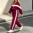 thumbnail image 4 of Smupbvky Tracksuits for Women Set 2 Piece Collared Color Block Zip Jacket Long Sleeve Jogger Pants Casual Fall Outfits (XL, Wine), 4 of 7