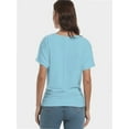 thumbnail image 2 of Womens Short Sleeve Boat Neck Side Shirring Dolman Drape Top, 2 of 6