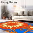 thumbnail image 2 of ODIKA 5'x7' Machine Washable Non-Slip Area Rug, Abstract Sunburst with Flowing Petal Motifs and Radiant Accents High Traffic Rug, Orange, 713600, 2 of 7