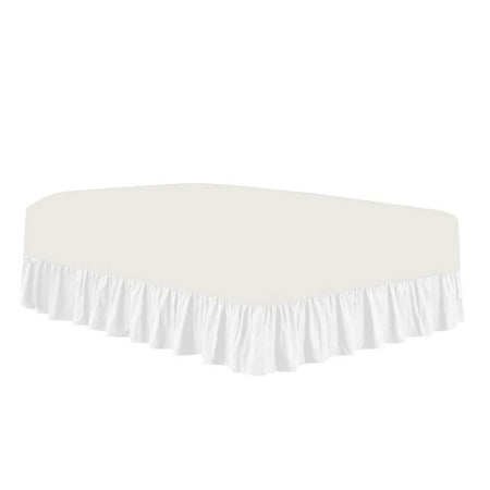 The Great American Store Premium 1800 Series Brushed Microfiber Easy Fit Gathered Style Ruffled Bed Skirt - 14 Inch Drop Length (Olympic Queen Size, Solid Pure White) - Covers Bed Legs & Frame